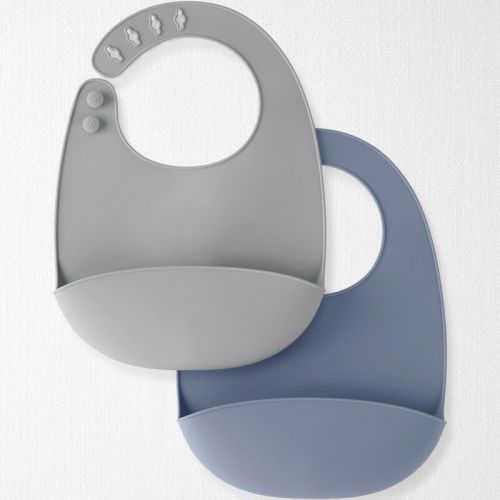 Grey/Blue 2-Pack Silicone Bibs | Carter’s Oshkosh Canada