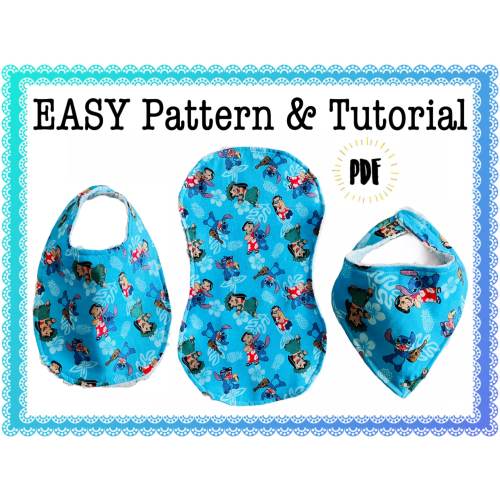 EASY Beginners Baby Bib and Burp Cloth Pattern | DIY Tutorial | How to | Newborn Sewing | Toddler | Instructions | PDF | Baby Shower Gift