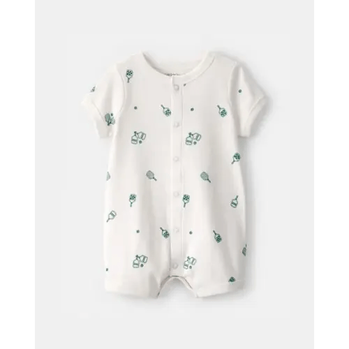 Baby Pickleball Short-Sleeve Romper - White | Carter's - NB