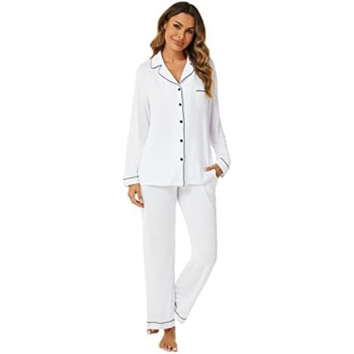 Aamikast Women's Pajama Sets Long Sleeve Button Down Sleepwear Nightwear Soft Pjs Lounge Sets