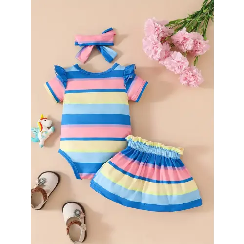 a cute cartoon short sleeve romper set a short skirt - Temu