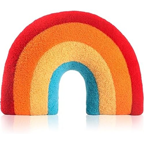 Oqto Rainbow Decorative Pillow – Soft Plush Foam Cushion to Brighten Any Space with Vibrant Colors, 25x35 cm – Cute and Colorful Throw Pillow for Living Room, Bedroom or Playroom Decor
