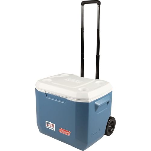Coleman Xtreme 50qt Rolling Cooler with Wheels, Extra-Walled Insulation Keeps Ice up to 5 Days, Portable Wheeled Hard Chiller