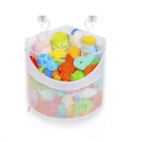 Baby Bath Toy Organizer, Quick Drying and Mould Proof, Corner Hang-Suspension Holder, Large Capacity Multi Use Shower Caddy (White)