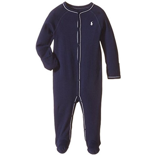 POLO RALPH LAUREN Baby Boy's Cotton Jersey Footed Coverall (Infant) French Navy 3 mos