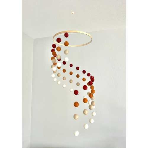 Terracotta ombré felt wool ball mobile, pom pom mobile, felt pom pom mobile, felt ball mobile, minimalist mobile, boho nursery decor