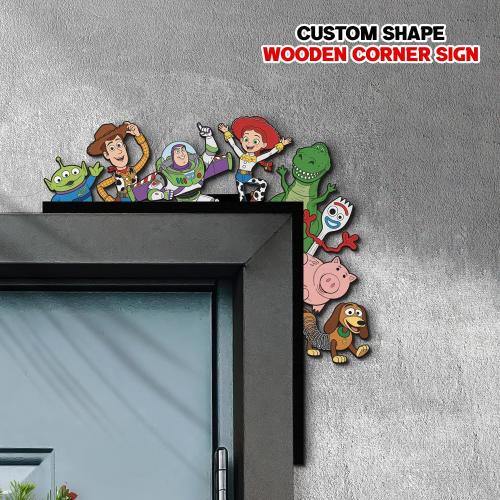 Toy Story Wooden Corner Sign, Woody Buzz Lightyear Rex Door Corner Decor, Kids Room Wall Art, Nursery Decoration