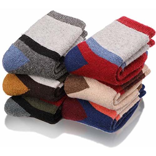 EBMORE Kids Merino Wool Socks for Toddlers Boys Girls Warm Thermal Winter Thick Hiking Heavy Cozy Crew Boot Socks 6 Pairs