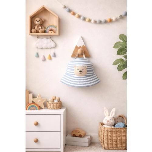 Wooden Mountain Wall Hook, Kids Nursery Decor, Adventure Woodland Style