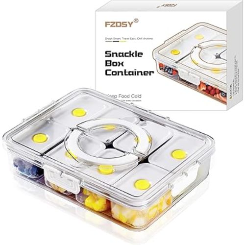 Snackle Serving Tray with Lid – Leak-Proof Upgraded Snack Platter for Dips, Sauces, Fruits & Veggies – Airtight Covered Food Tray for BBQ, Picnics, Road Trips & Outdoor Entertaining