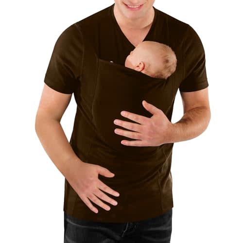 Mens Dad Shirts Baby Carrier Shirt Short Sleeve Skin to Skin New Dad Gifts T-Shirt with Pocket