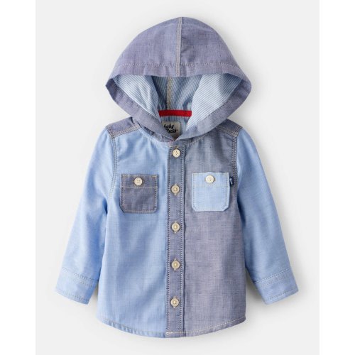 Baby Boy Long-Sleeve Hooded Chambray Shirt - Blue - OshKosh B'gosh | Carter's