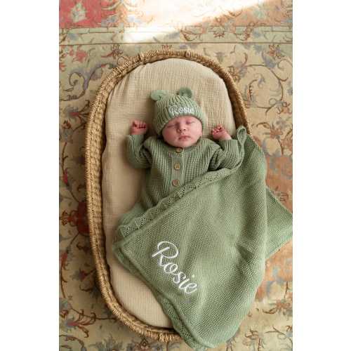 Personalised Baby Knitted 3 Piece Set, Coming Home Outfit, Baby Gift, Baby Boy, Baby Girl, First baby Outfit, Baby Shower, Hospital Bag, USA