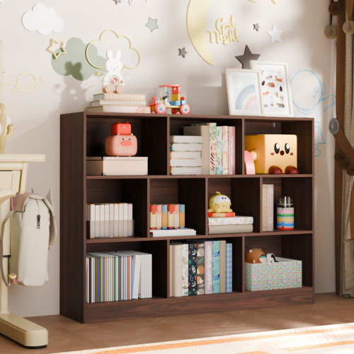 Ebern Designs Presly 3 Tier Cube Bookcase Modern Bookshelf with 10 Cubes & Reviews | Wayfair