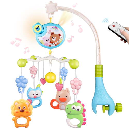 FAKYFJ Baby Crib Mobile Toys with Music, Light & Remote – 5 Toys