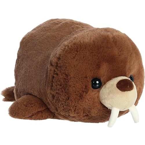 Aurora® Adorable Spudsters™ William Walrus™ Stuffed Animal - Round Shape Makes for Comforting Cuddles - Perfect for Kids All Ages and Animal Loving Adults - Brown 12 Inches