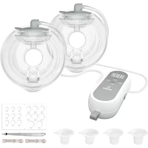 1308 Wearable Breast Pump | SPA-Level Comfort 3 Modes & 9 Levels Wearable Breastfeeding Pump, Low-Noise Electric Breast Pump Portable for Office & Home Use (27mm Shield, 21/24mm Flange) Gray