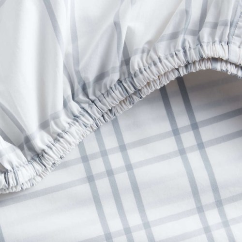 Stax Mist Blue Yarn-Dyed Organic Cotton Baby Crib Fitted Sheet