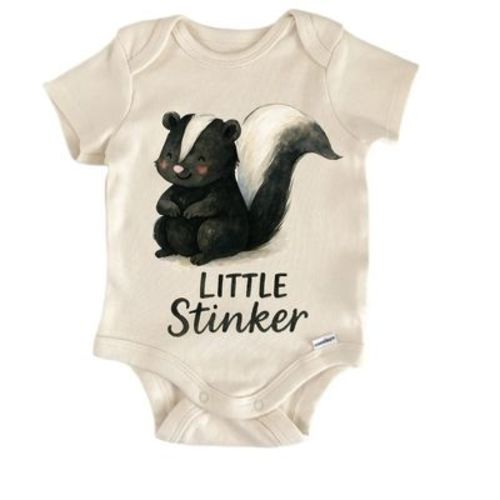 Little Stinker Skunk Newborn Baby Bodysuit Natural 0-3 Months