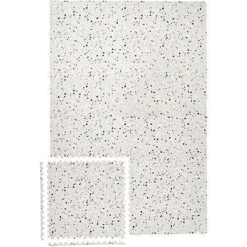 Yay Mats Stylish Extra Large Puzzle Mat, Thick,Inter Locking Foam Floor Tile Covers 6 ft x 4 ft. Expandable Tiles with Edges Exercise and Kids mat Protective Floor Surface (Henri TERRAZZO)