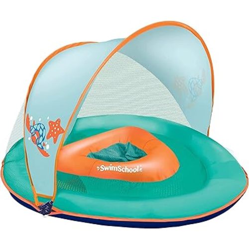 SwimSchool Infant Baby Pool Floats, Free Swimming, Super Buoyant – Ages 6-24 Months – Multiple Colors/Styles – Adjustable Canopies and Seats, Splash & Play Baby Floaties