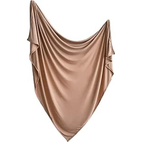 mushie Stretchy Baby Swaddle Blanket | Extra Soft & Snug Fit | 47"x47" (Natural)