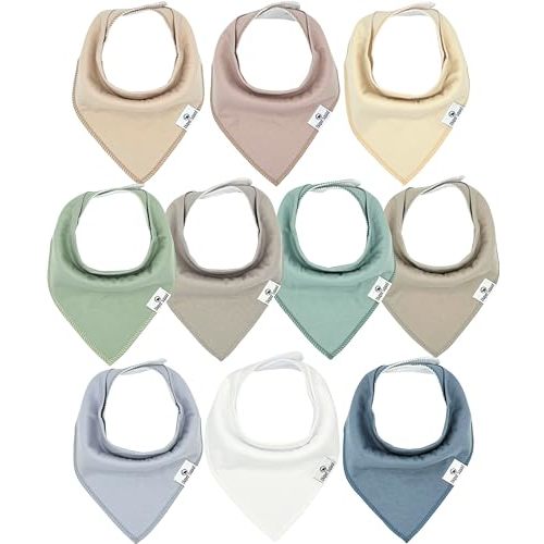 Diaper Squad 10-Pack Organic Cotton Baby Bibs for Baby Boy, Girl