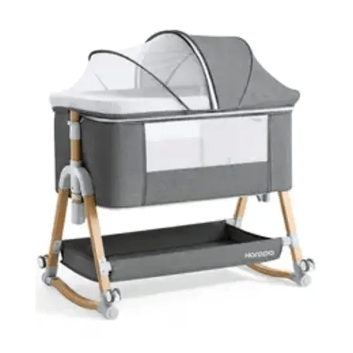 HARPPA 3-in-1 Convertible Baby Bassinet Bedside Sleeper - Portable Rocking Cot with Breathable Mesh, 5 Adjustable Heights, Wheels, Mattress, Anchor Straps, 0-3 Years, 33.46x19.68x1.18in Travel Crib - TikTok Shop