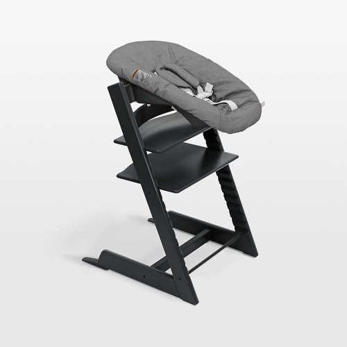 Stokke ® Tripp Trapp ® Black Wood and Athracite Grey Baby High Chair and Newborn Set