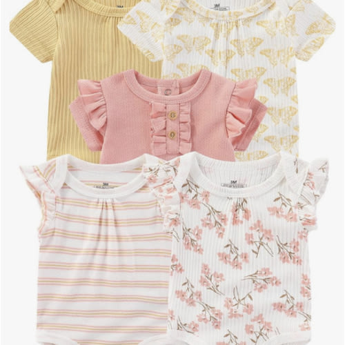 Baby Bodysuits Ribbed Mix Summer Newborn Boy Girl Clothes 5-pack