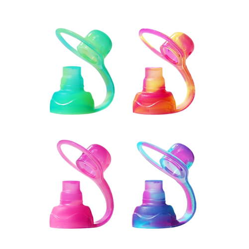 ChooMee SoftSip Reusable Silicone Food Pouch Top, No Spill Valve, BPA Free, Swirl Colors, 4 CT