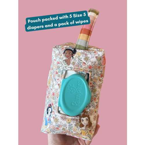 Disney Diaper and Wipe Pouch - Easy on the Go Baby Essentials - Disney Princess Bag - Baby Shower Gift