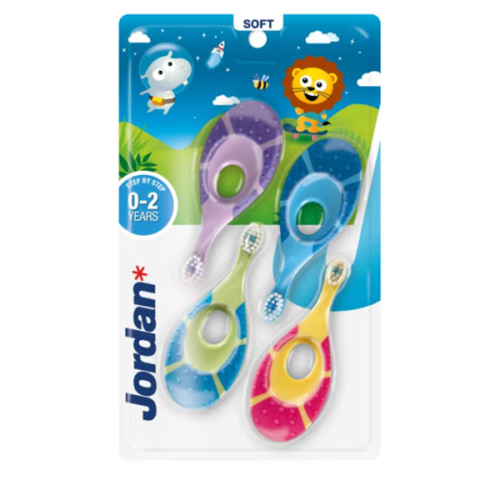 Jordan* ® | Step 1 Baby Toothbrush | 0-2 Years, Soft Bristles, BPA Free | 4 Pack