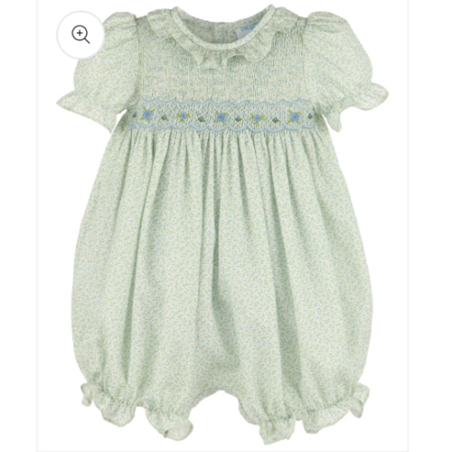 Luli & Me Baby Girls Blue Harvest Floral Smocked Bubble - Ruffle Colla – Best Dressed Child