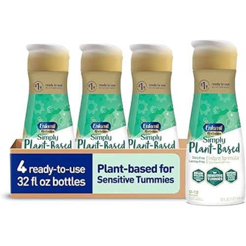 Enfamil Prosobee Plant based Baby Formula, for Sensitive Tummies, Soy-based Plant Sourced Protein, Vitamins for Immune Support, Lactose-free, Milk free, Gluten free, 32 Fl Oz Bottle (4 count)