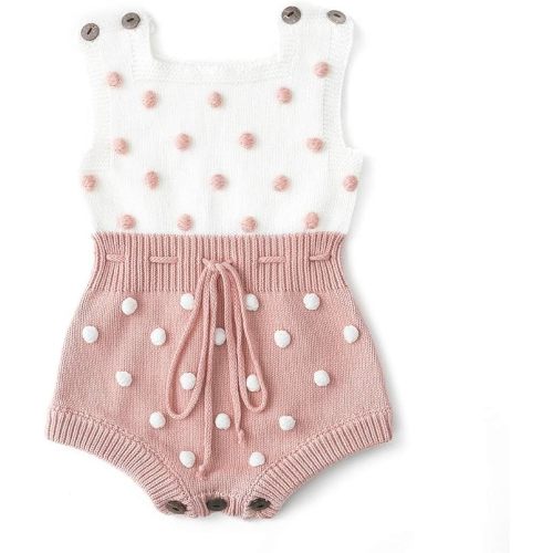 Simplee kids Baby Girl Knit Romper Fall Sleeveless Pompoms Rompers Newborn Little Girl Overall Jumpsuit Outfits
