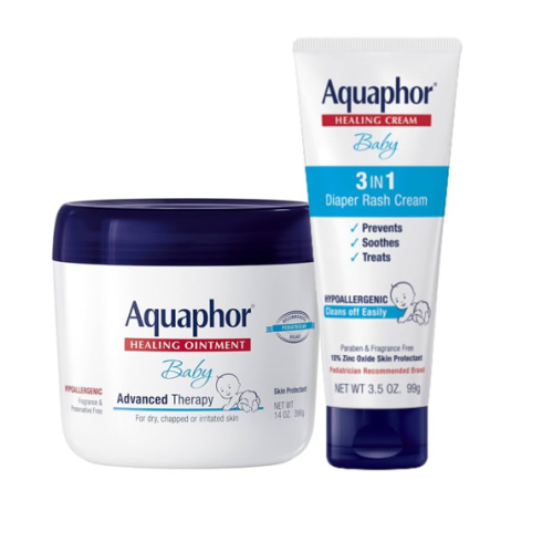 Aquaphor Baby Healing Ointment (14 Oz) + 3-in-1 Diaper Rash Cream (3.5 Oz), Hypoallergenic and Fragrance Free Skin Care Set for Babies