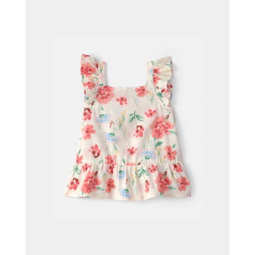 Toddler Girl Floral Peplum Top - Cream | Carter's