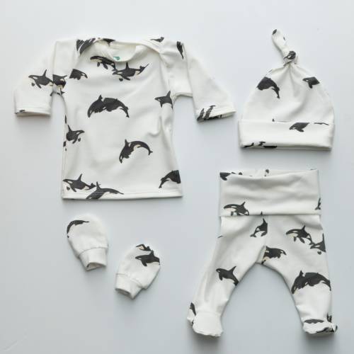 Orca Whale Organic Baby Outfit Set: Handmade Cotton Blend