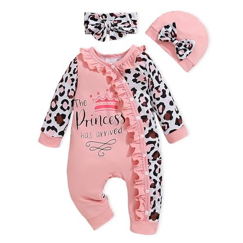 Preemie Newborn Baby Girl Clothes Infant Fall Winter Outfits Letter Floral One-Piece Romper+Jumpsuit