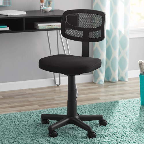 Mainstays Mesh Task Chair with Plush Padded Seat, Adjustable Height, Black Mesh, for Teenagers and Adults