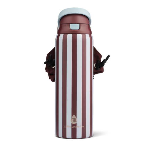 Mary Lawless Lee x TAL 32oz Stainless Steel 2-in-1 Straw and Chug Water Bottle with Push Lid and Strap, Stripes