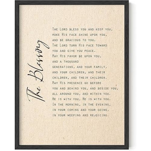 HAUS AND HUES The Blessing Religious Wall Art - Prayer Room Decor Religious Wall Decor, Christian Wall Art, Christianity Artwork, Christian Office Decor (Black Frame, 12x16)