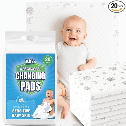 Eli with Love Disposable Baby Changing Pads - Soft, Waterproof & Leakproof Liners Absorbent Underpads - Large Travel Size Diaper Changing Mat for Home, Car, Diaper Bag - (20 Pack, Boho)