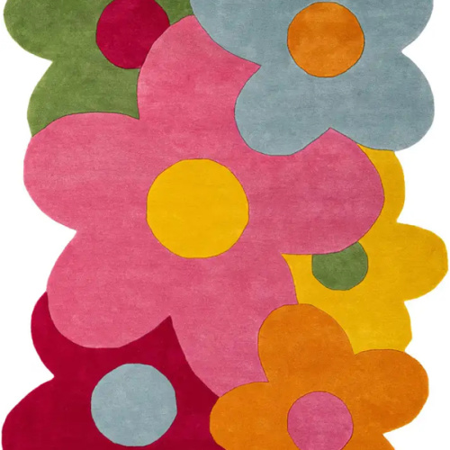 Multicolor 6' 11 x 10' Happy Rugs Fluffy Flowers Wool | Rugs.com