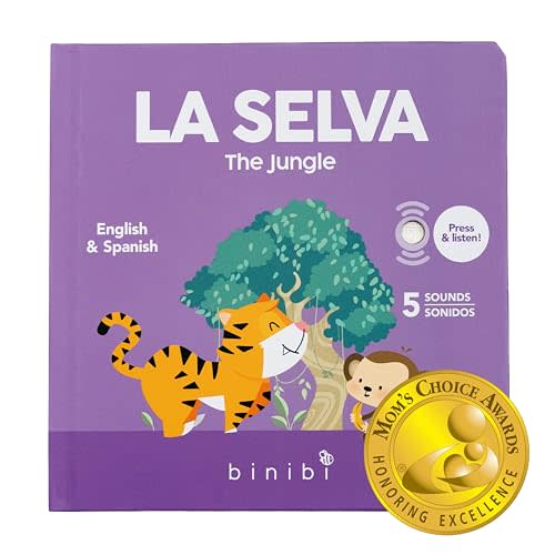 Binibi Spanish Books for Babies & Toddlers 1-3 La Selva Bilingual Sound Book with Jungle Animal Sounds | Bilingual Children's Book | Support Spanish Learning for Kids | Libro en español para bebés