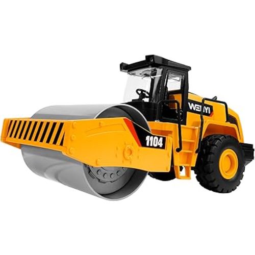 Construction Toys, Power Haulers Road Roller, 1:10 Scale 15", Real Working Parts, with Motion Drive Technology & Lights & Sounds, Indoor/Outdoor Play, Sturdy Plastic Construction, Ideal Sand/Beach Toy