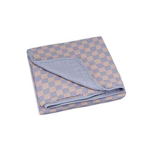 Parker Baby Muslin Blanket | 100% Soft Cotton Toddler Quilt & Baby Muslin Swaddle | Gender Neutral Design 47" x 47" Blanket