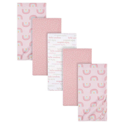5-Pack Baby Girls Pink Rainbow Flannel Receiving Blankets – Gerber Childrenswear