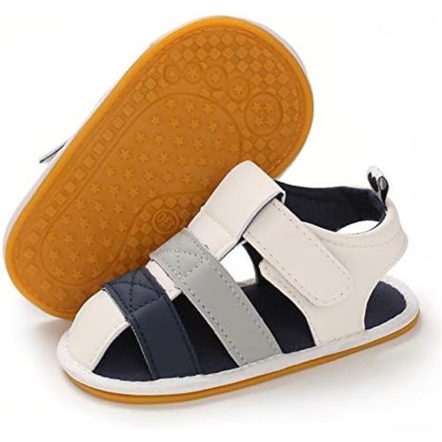 E-FAK Baby Boys Girls Summer Sandals Outdoor Beach Anti-Slip Rubber Soft Sole Newborn Toddler First Walker Shoes 0-18 Months